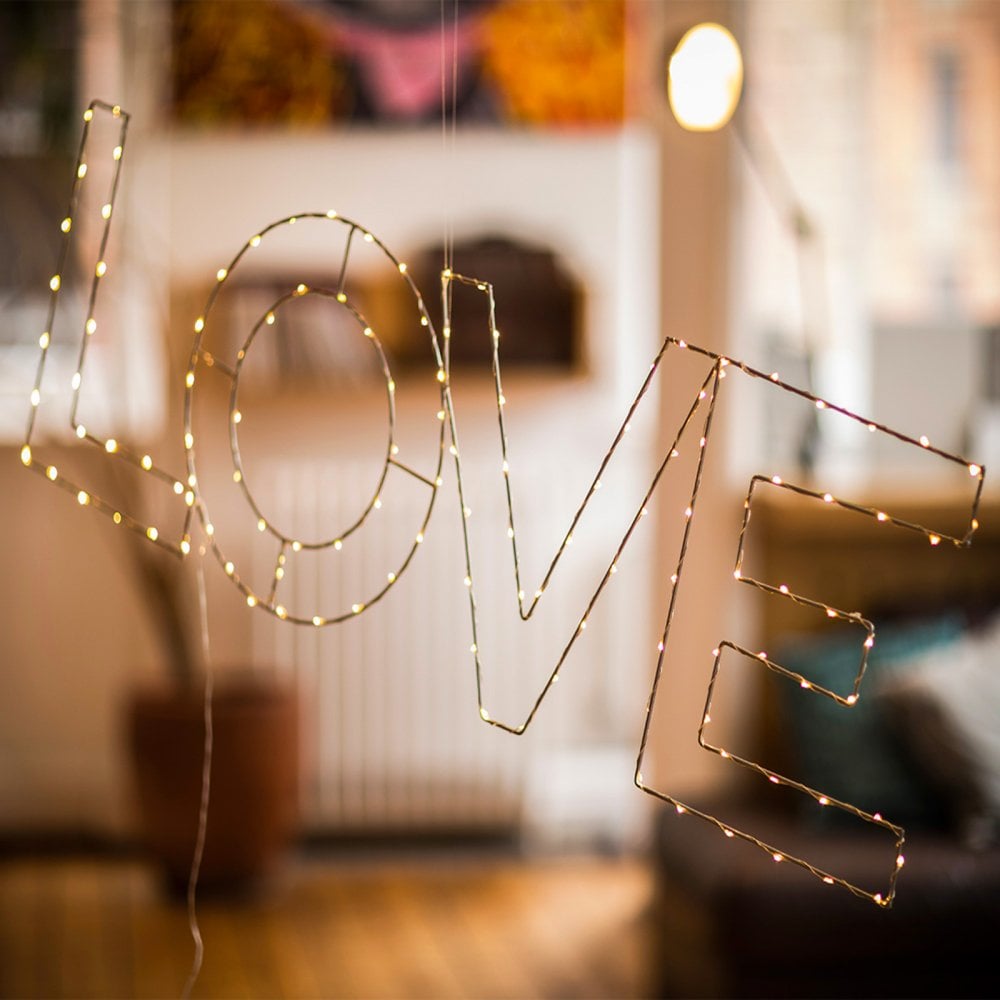 Warm White LED Wire Frame Lights - LOVE SIGN