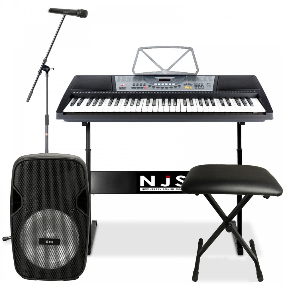 Full Size Digital Keyboard Kit Inc 300w Speaker, Stool, Mic & Stands