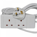 2 Gang Extension Leads in 2M, 3M, 5M, 10M & 15M In White