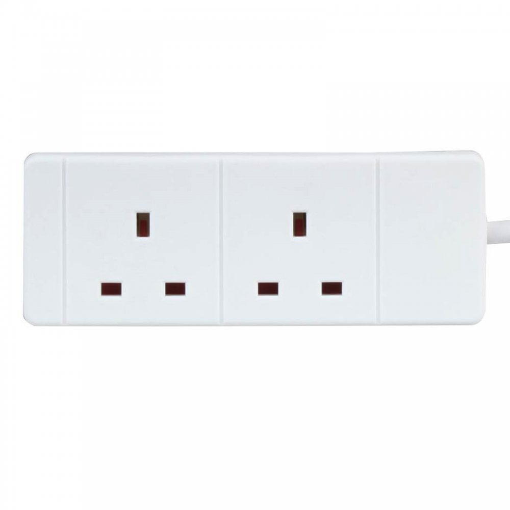 2 Gang Extension Leads in 2M, 3M, 5M, 10M & 15M In White