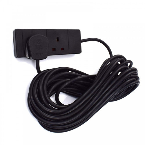 2 Gang Extension Leads in 2M, 3M, 5M, 10M & 15M In Black