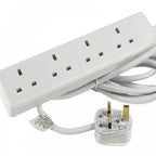 4 Gang Extension Leads in 1M, 2M, 3M, 5M, 10M & 15M In White