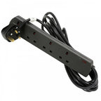 4 Gang Extension Leads in 1M, 2M, 3M, 5M, 10M & 15M In Black