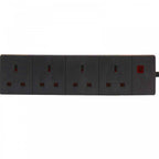 4 Gang Extension Leads in 1M, 2M, 3M, 5M, 10M & 15M In Black