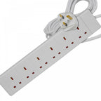 6 Gang Extension Leads in 1M, 2M, 3M, 5M & 10M In White