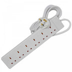 6 Gang Extension Leads in 1M, 2M, 3M, 5M & 10M In White