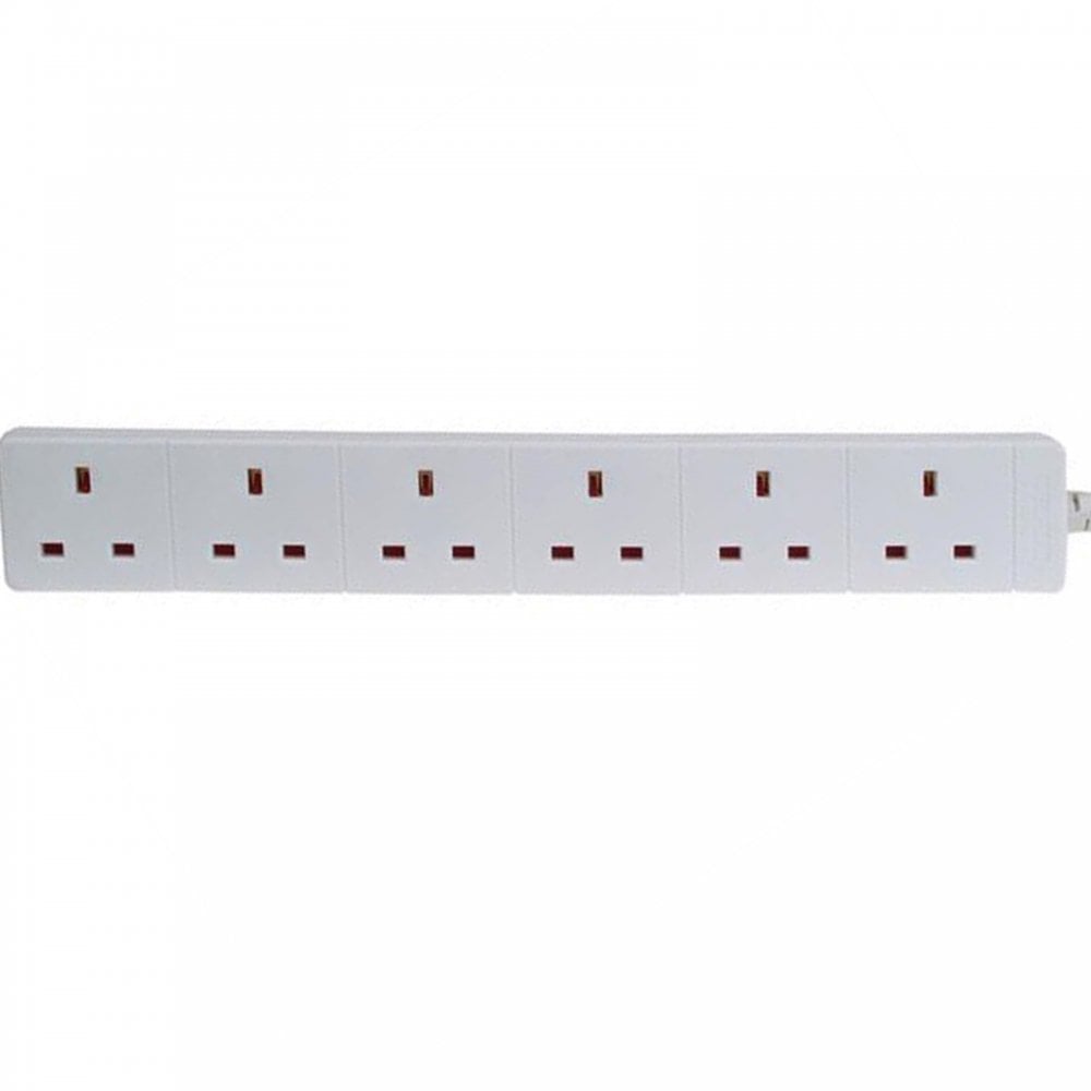 6 Gang Extension Leads in 1M, 2M, 3M, 5M & 10M In White