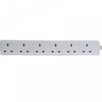 6 Gang Extension Leads in 1M, 2M, 3M, 5M & 10M In White