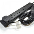 6 Gang Extension Leads in 1M, 2M, 3M, 5M & 10M In Black