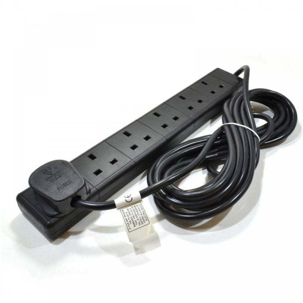 6 Gang Extension Leads in 1M, 2M, 3M, 5M & 10M In Black