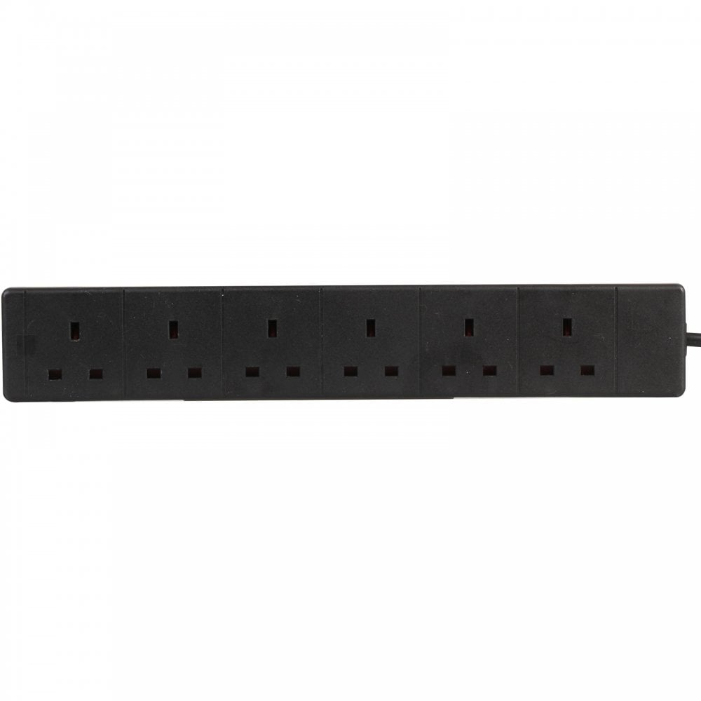 6 Gang Extension Leads in 1M, 2M, 3M, 5M & 10M In Black