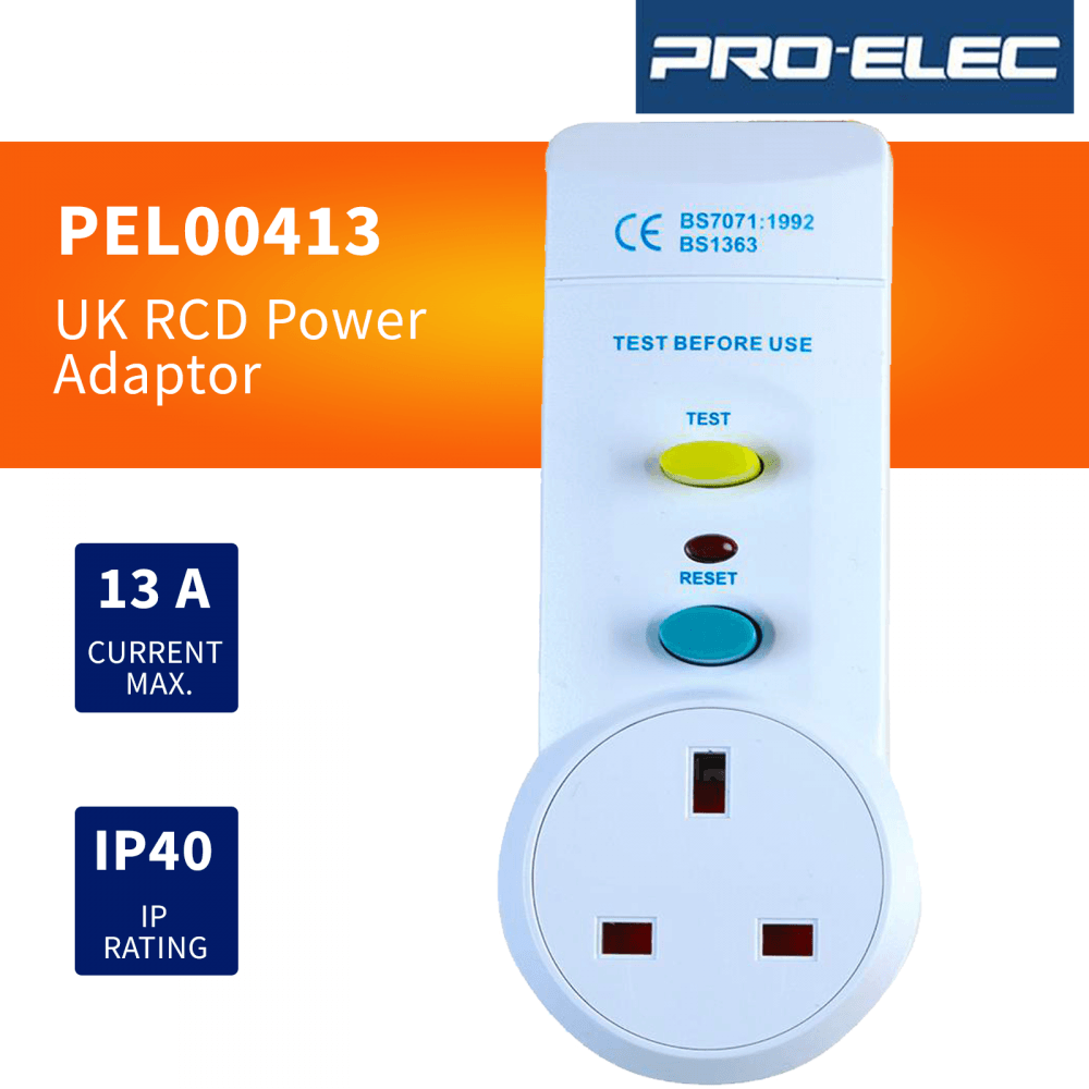 UK Mains RCD Adaptor 13A Plug-In