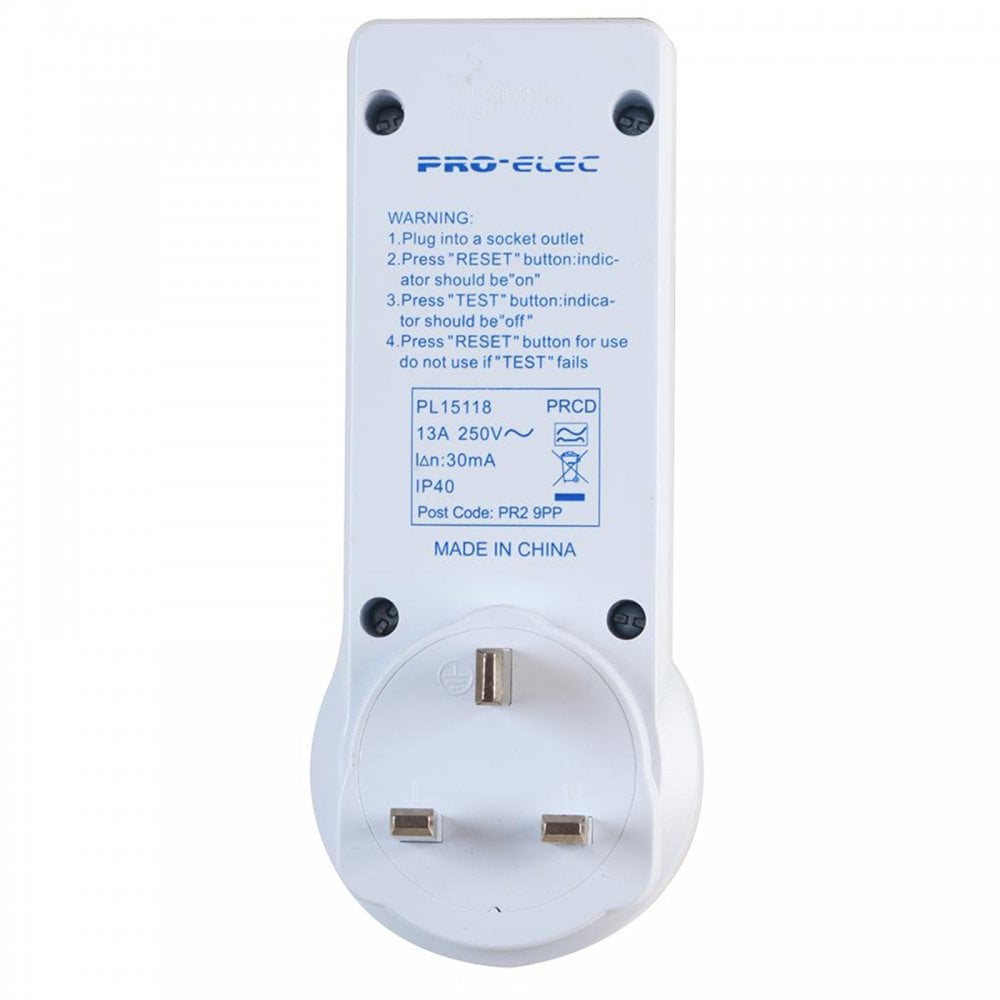 UK Mains RCD Adaptor 13A Plug-In
