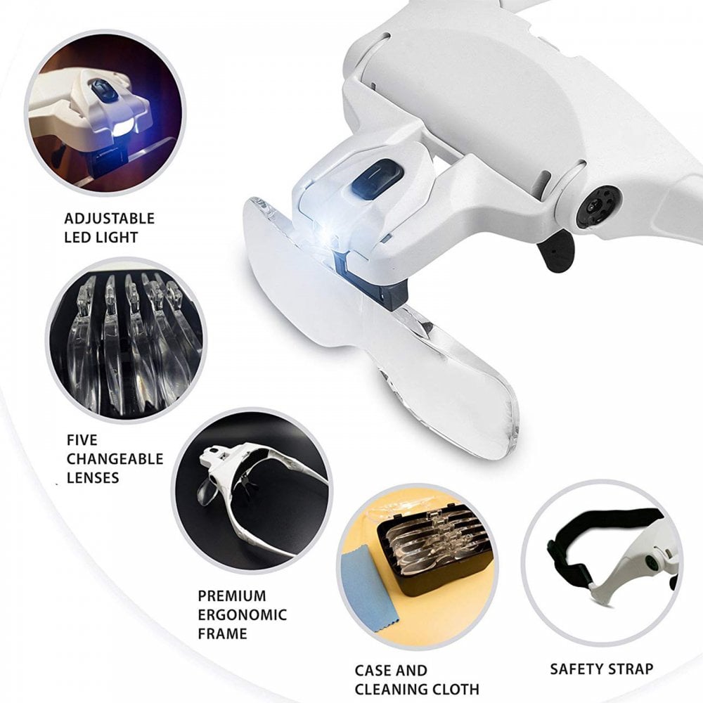 LED Illuminated Hands Free Head Magnifier Visor