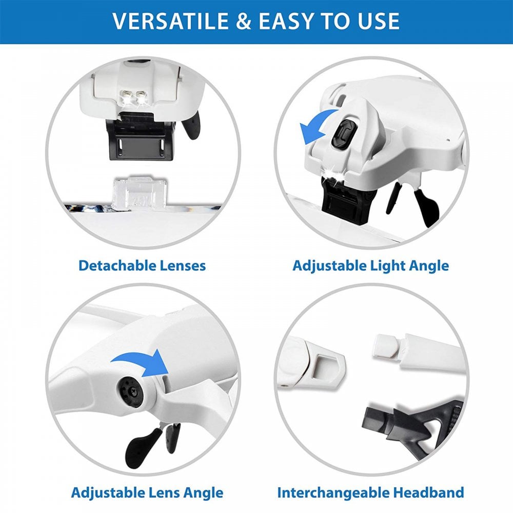 LED Illuminated Hands Free Head Magnifier Visor