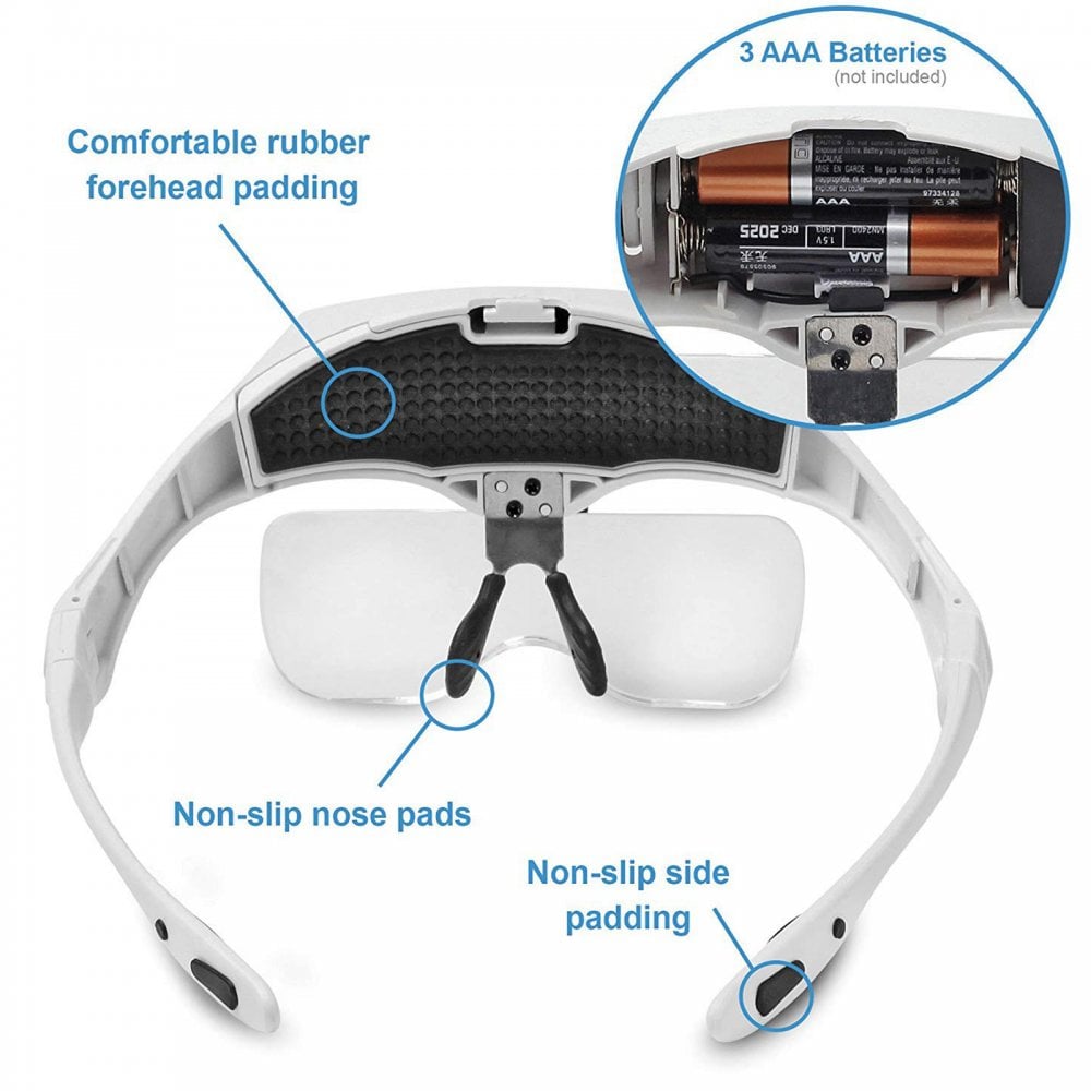 LED Illuminated Hands Free Head Magnifier Visor