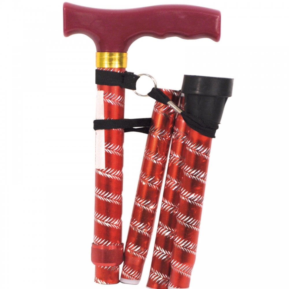 Extendable Plastic Handled Walking Stick with Engraved Pattern
