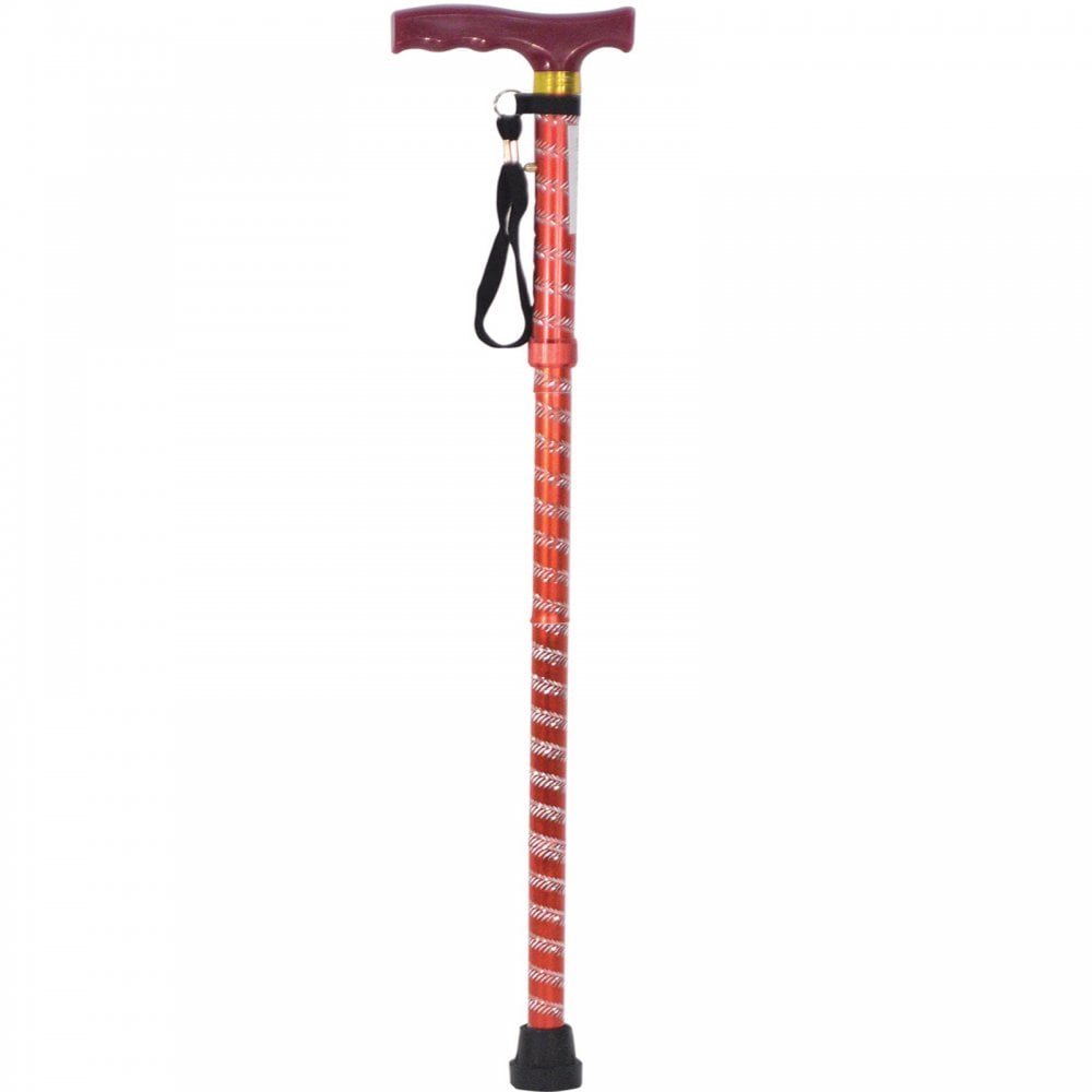 Extendable Plastic Handled Walking Stick with Engraved Pattern