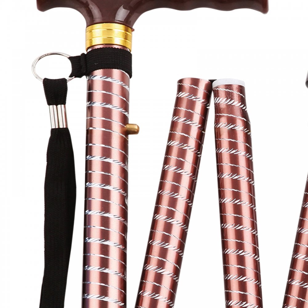 Extendable Plastic Handled Walking Stick with Engraved Pattern