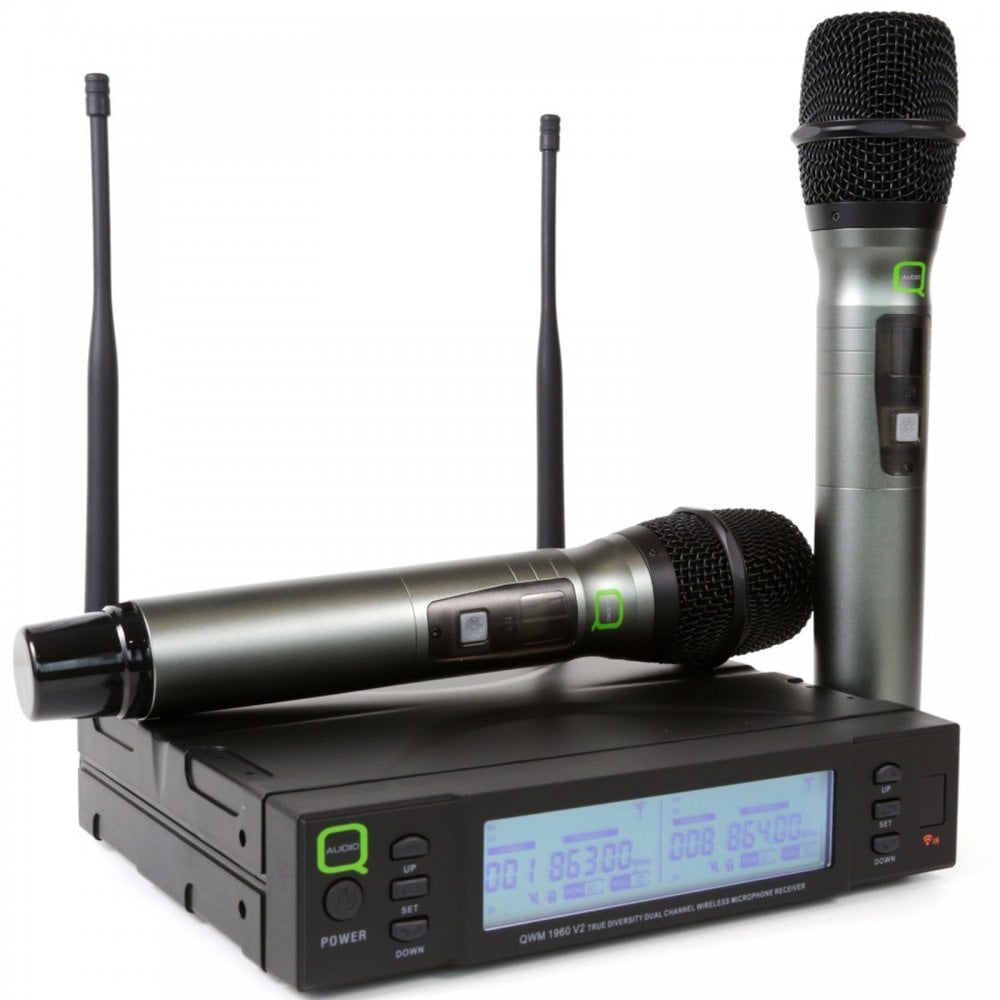 Twin UHF Hand Held Wireless Radio Microphones CH70