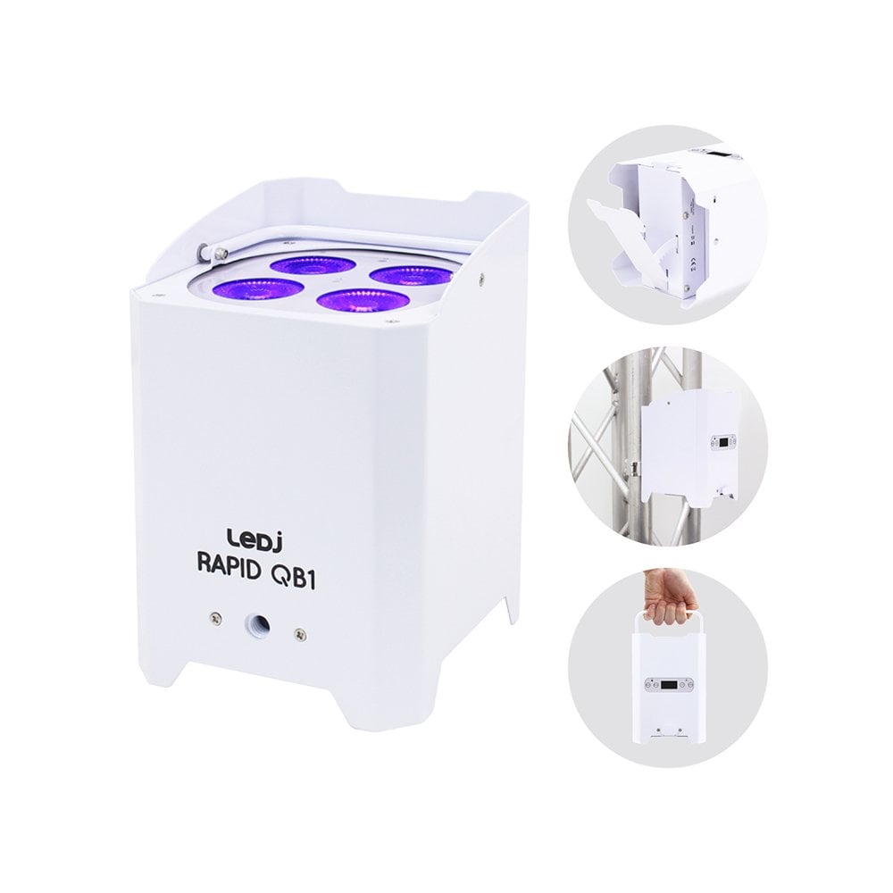 White Rapid QB1 HEX Colour IP Rated Battery Uplighter