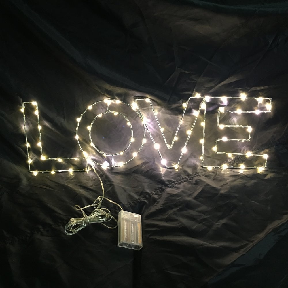 Warm White LED Wire Frame Lights - LOVE SIGN
