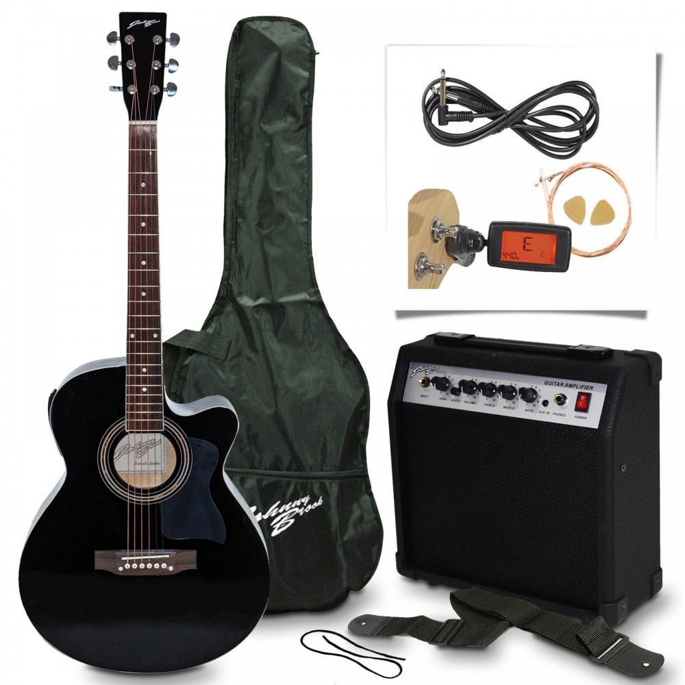 Black Electro-Acoustic Guitar Set