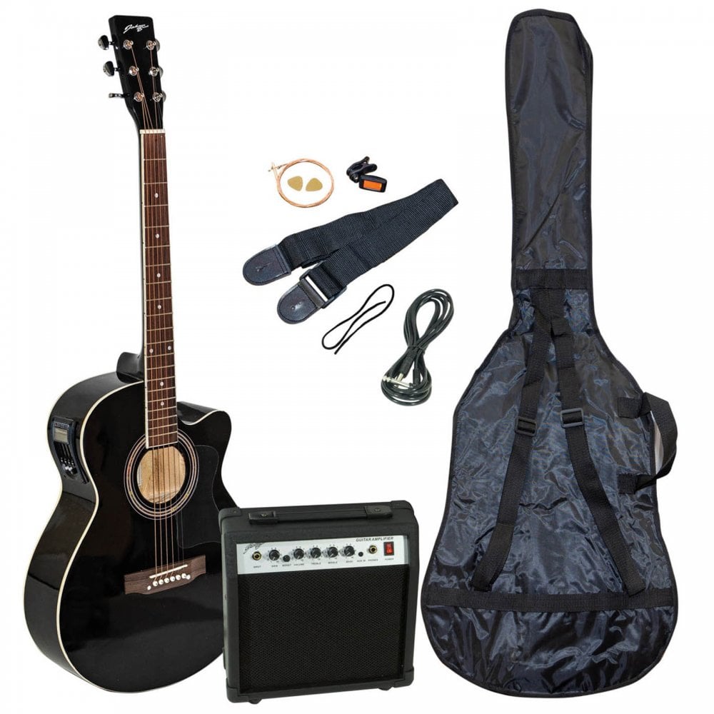 Black Electro-Acoustic Guitar Set