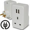 2400mA 10A Fast Dual Port USB Charger UK Mains to Euro Plug Adapter