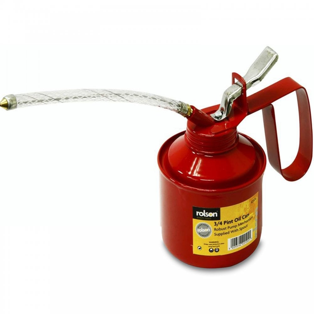 Rolson 3/4 Pint Metal Oil Can in Red inc Spout