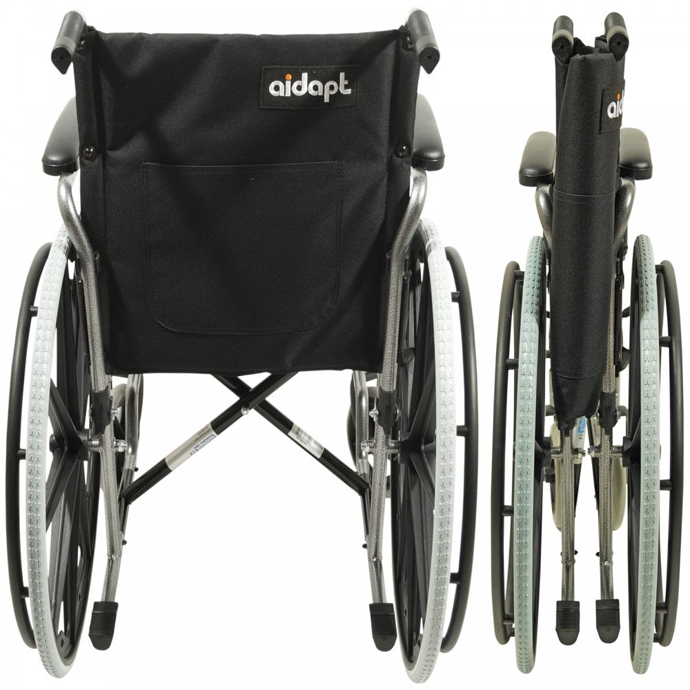 Foldable Self Propelled Steel Wheelchair - Black