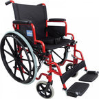 Foldable Self Propelled Steel Wheelchair - Red