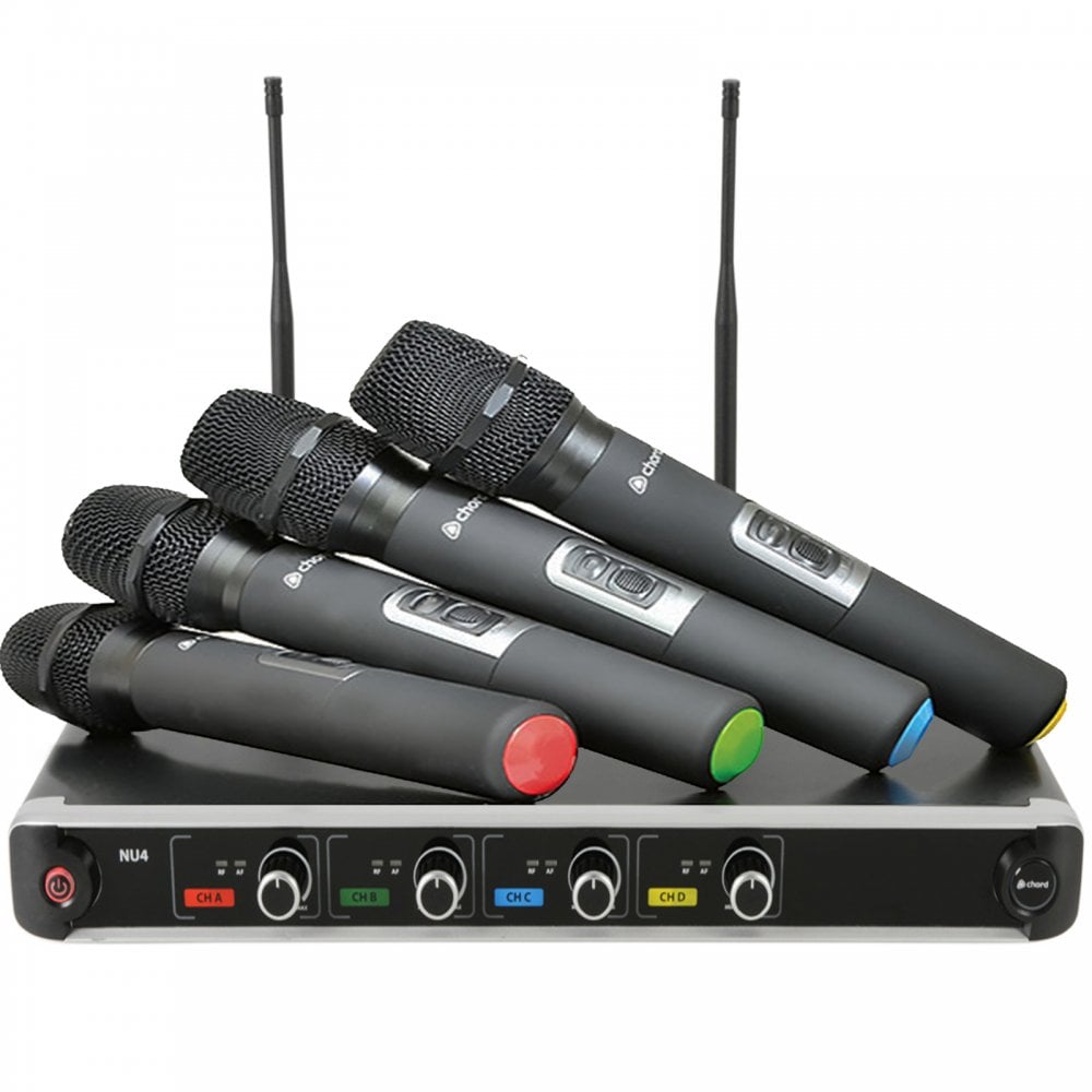 NU4 Quad Wireless Microphone System UHF Handheld