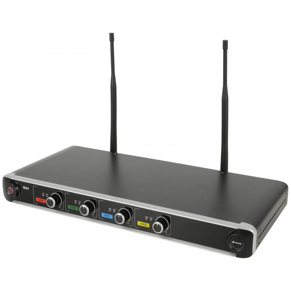 NU4 Quad Wireless Microphone System UHF Headset Lapel