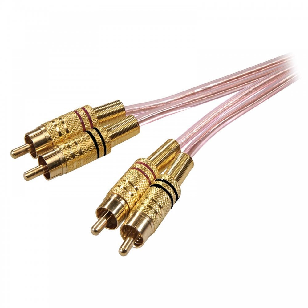Premium Twin Gold Plated RCA Phono Plugs Leads From 0.5M to 5M
