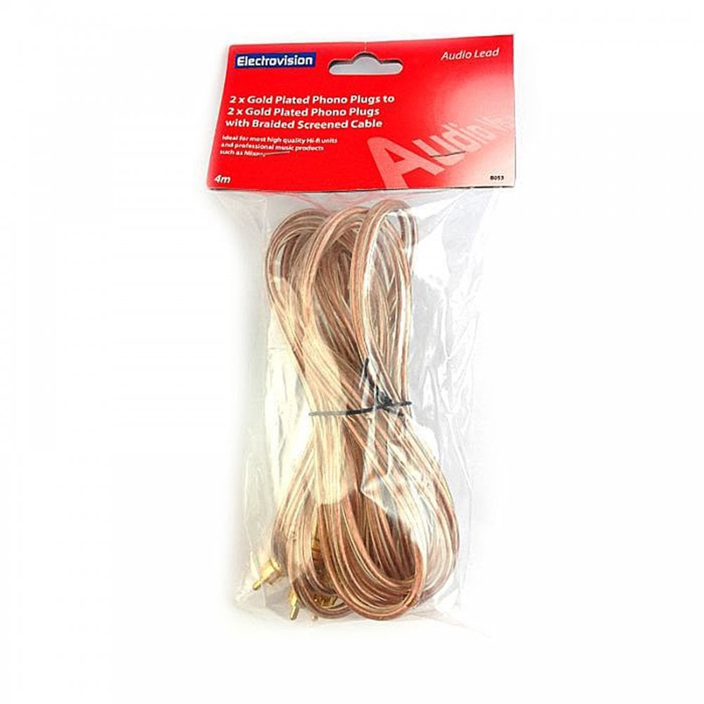 Premium Twin Gold Plated RCA Phono Plugs Leads From 0.5M to 5M