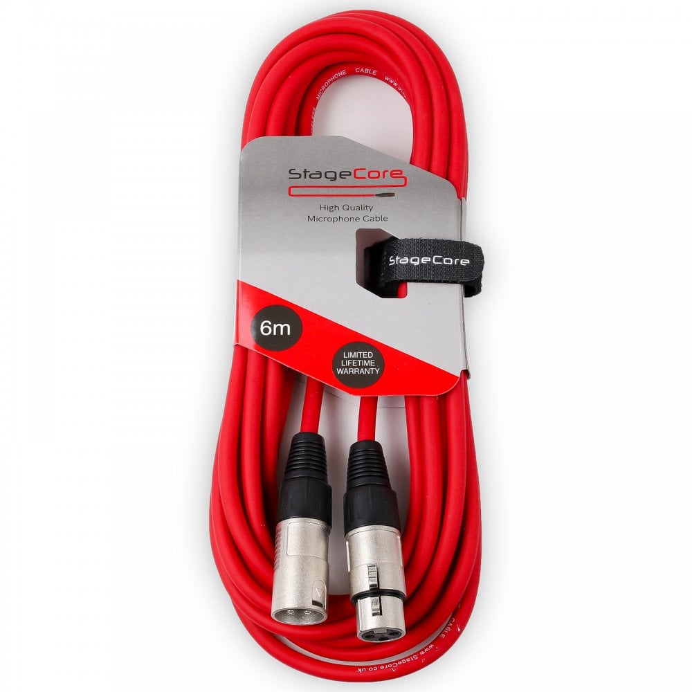 6m Pro Quality Audio Signal Cable / Mic Microphone Leads Coloured