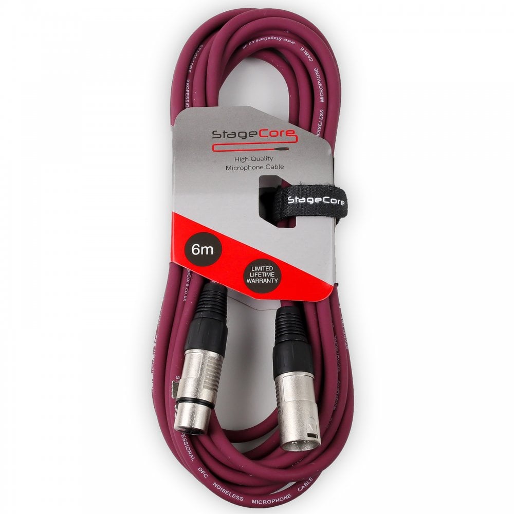 6m Pro Quality Audio Signal Cable / Mic Microphone Leads Coloured