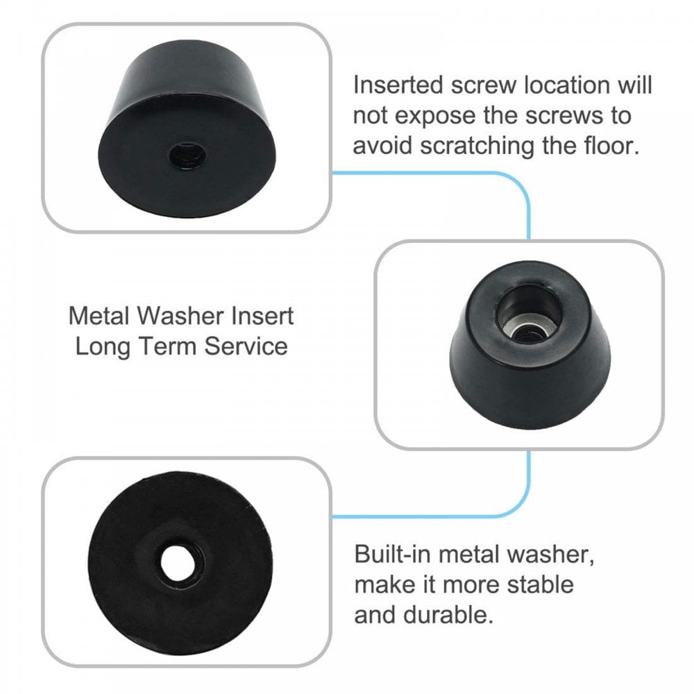 Large Rubber Feet with Fixing Screws Heavy Duty Set of 4