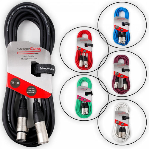 10m Pro Quality Audio Signal Cable / Mic Microphone Leads Coloured