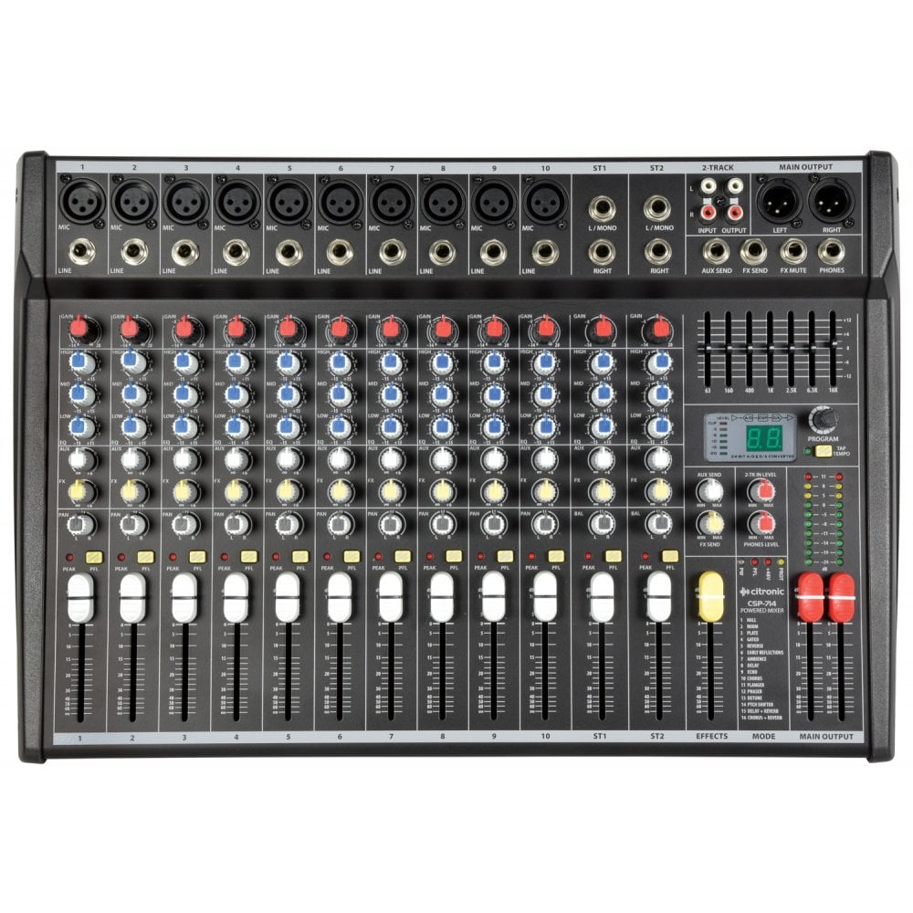 CSP-714 14-Channel Compact Powered Mixer Amplifier 700w RMS Digital DSP FX
