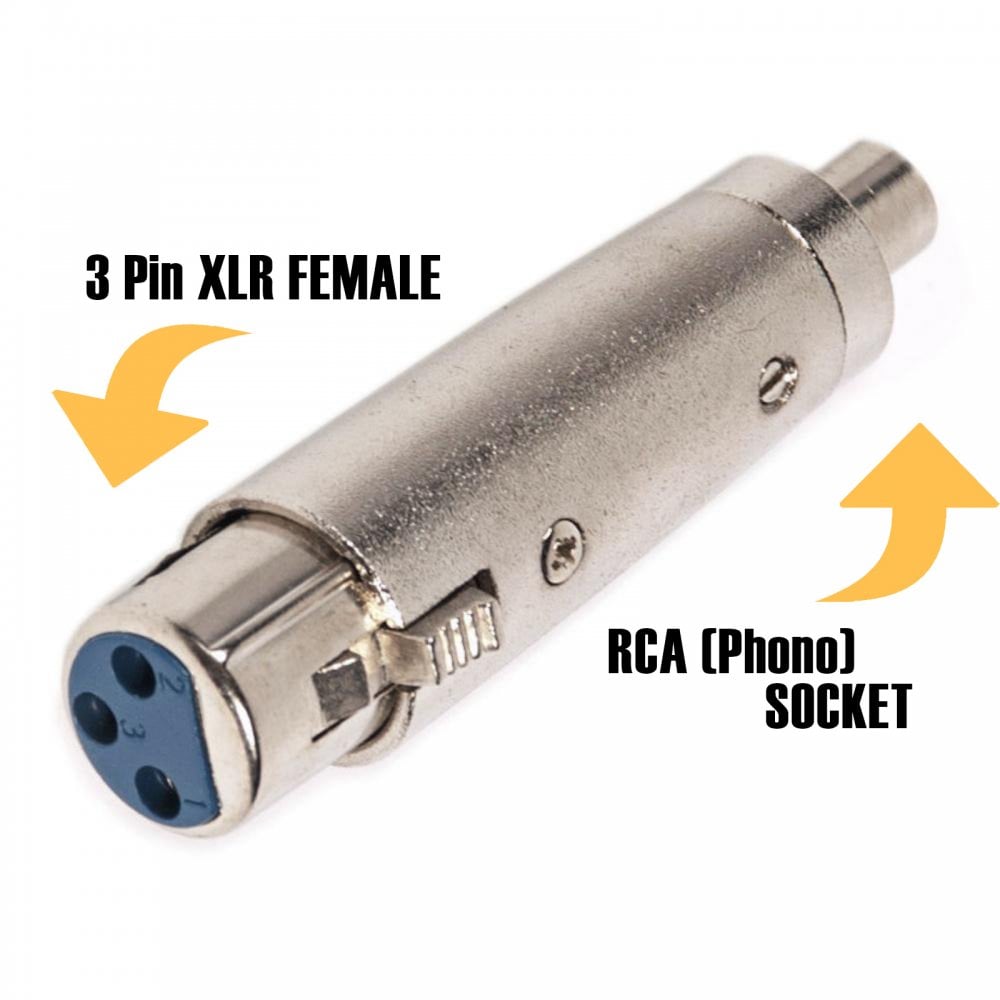 RCA Phono Socket Female to 3 Pin XLR Socket Female Adaptor