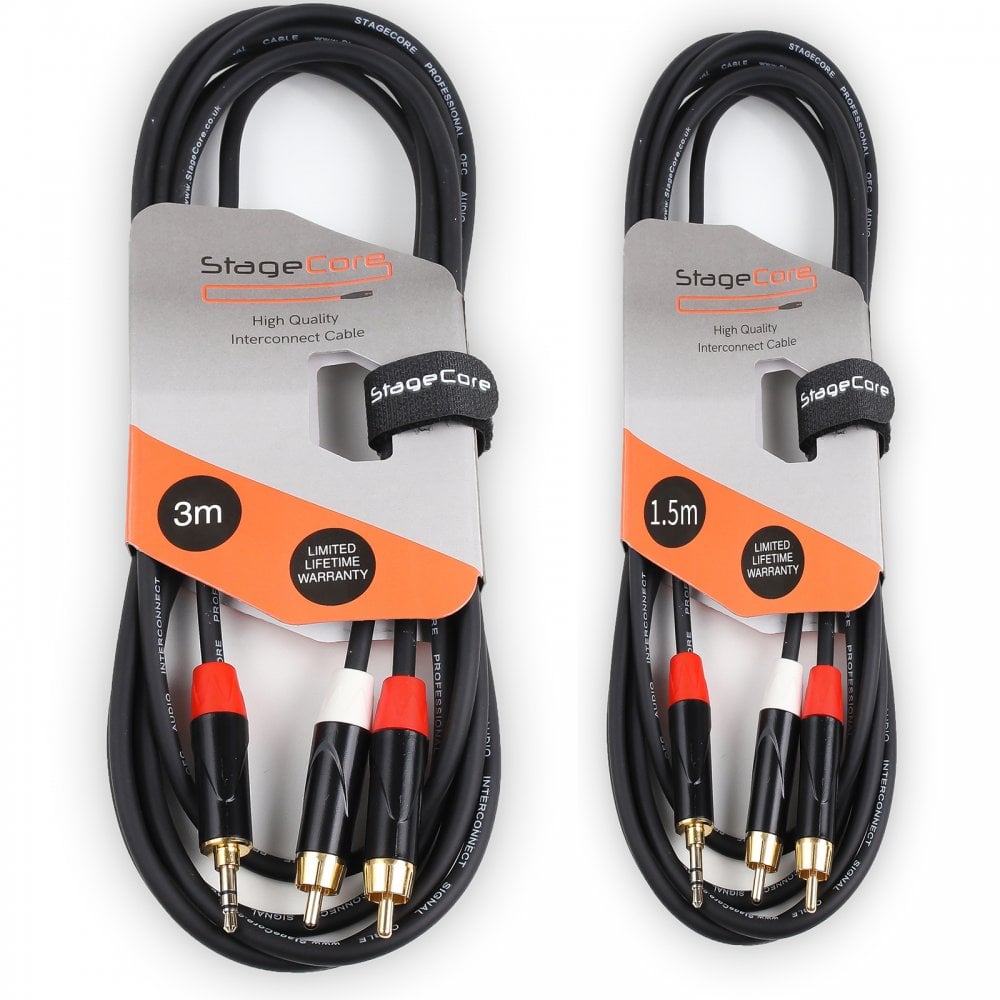 3.5mm Stereo Jack to Twin RCA Lead 1.5M & 3.0M