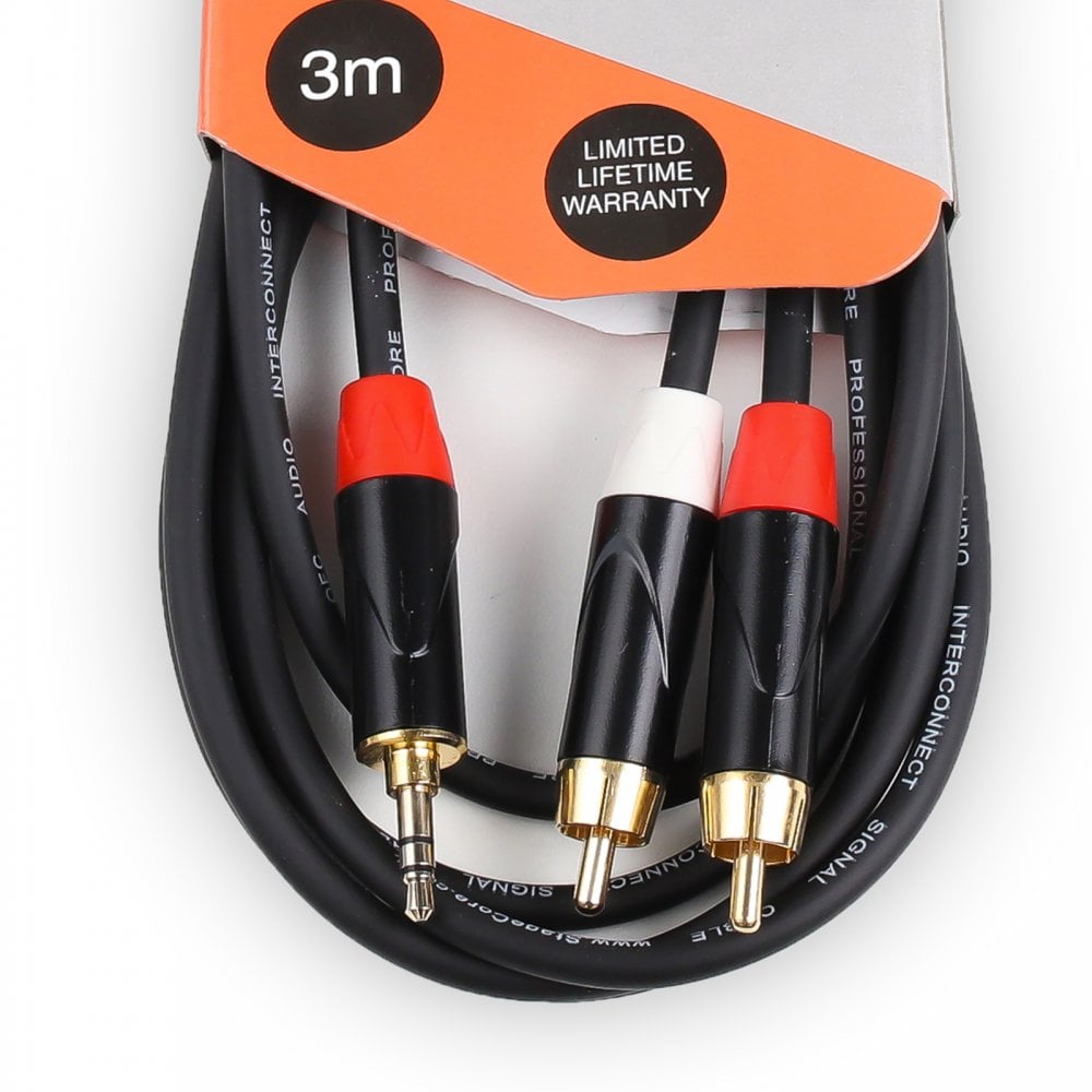 3.5mm Stereo Jack to Twin RCA Lead 1.5M & 3.0M