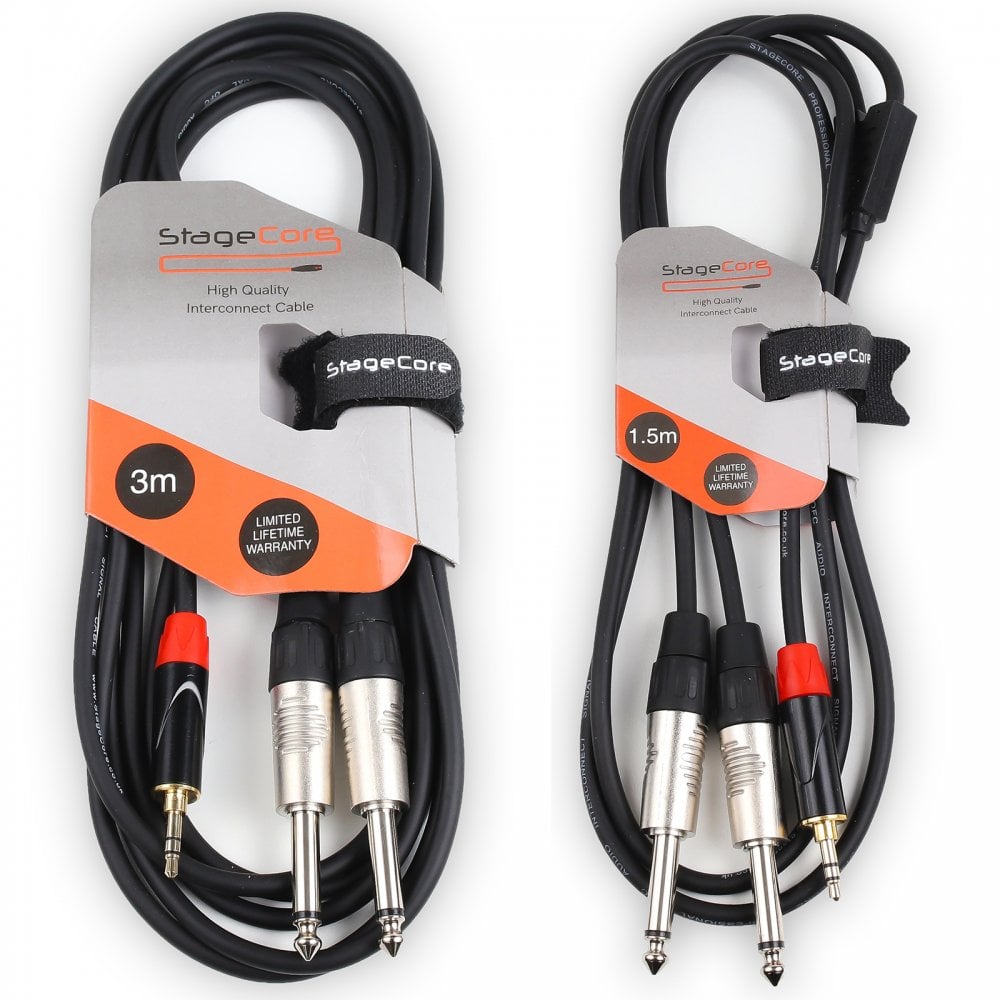 3.5mm Stereo to Twin Mono Jack Audio Cable 1.5M & 3.0M