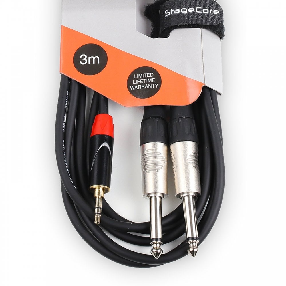 3.5mm Stereo to Twin Mono Jack Audio Cable 1.5M & 3.0M