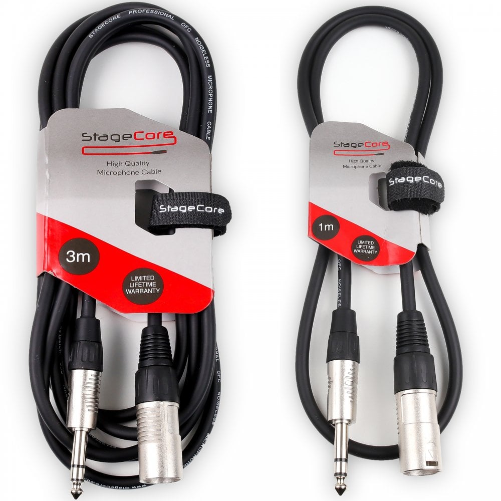 Stereo Jack Plug to Male XLR Audio Leads 1.0M & 3.0M