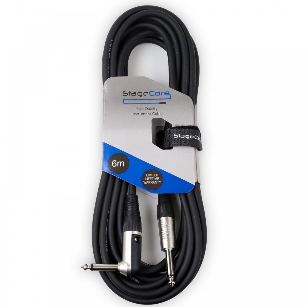 6m Right Angle Jack to Straight Jack Guitar & Audio Coloured