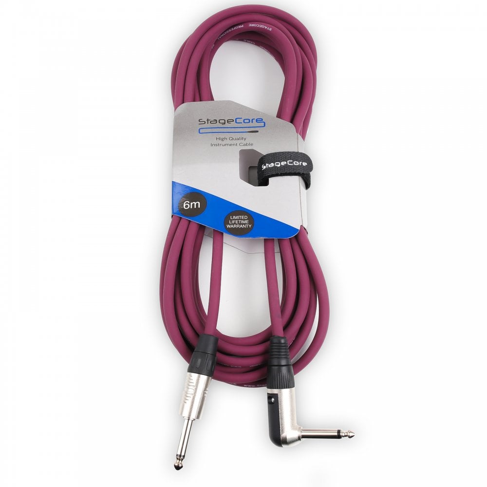 6m Right Angle Jack to Straight Jack Guitar & Audio Coloured