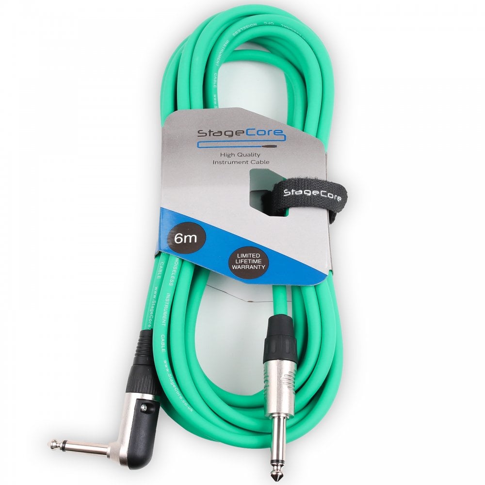 6m Right Angle Jack to Straight Jack Guitar & Audio Coloured